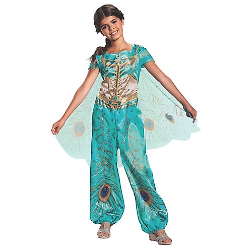 Featured Image for Girl’s Jasmine Teal Classic Costume – Aladdin Live Action
