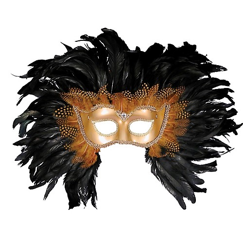 Featured Image for Women’s Gold Half Mask with Feathers