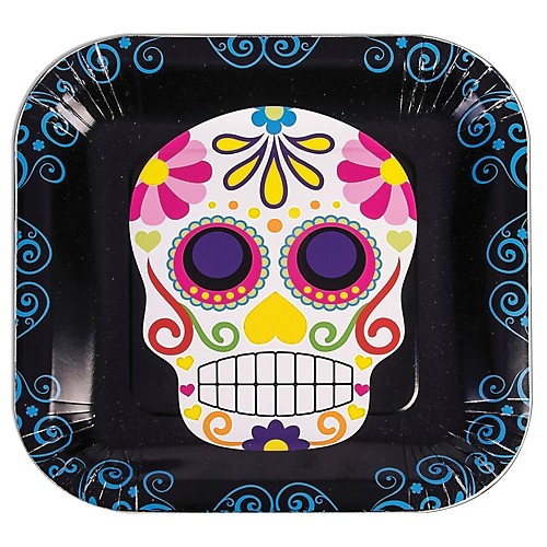 Featured Image for 9″ Day of the Dead Square Plate – Pack of 8