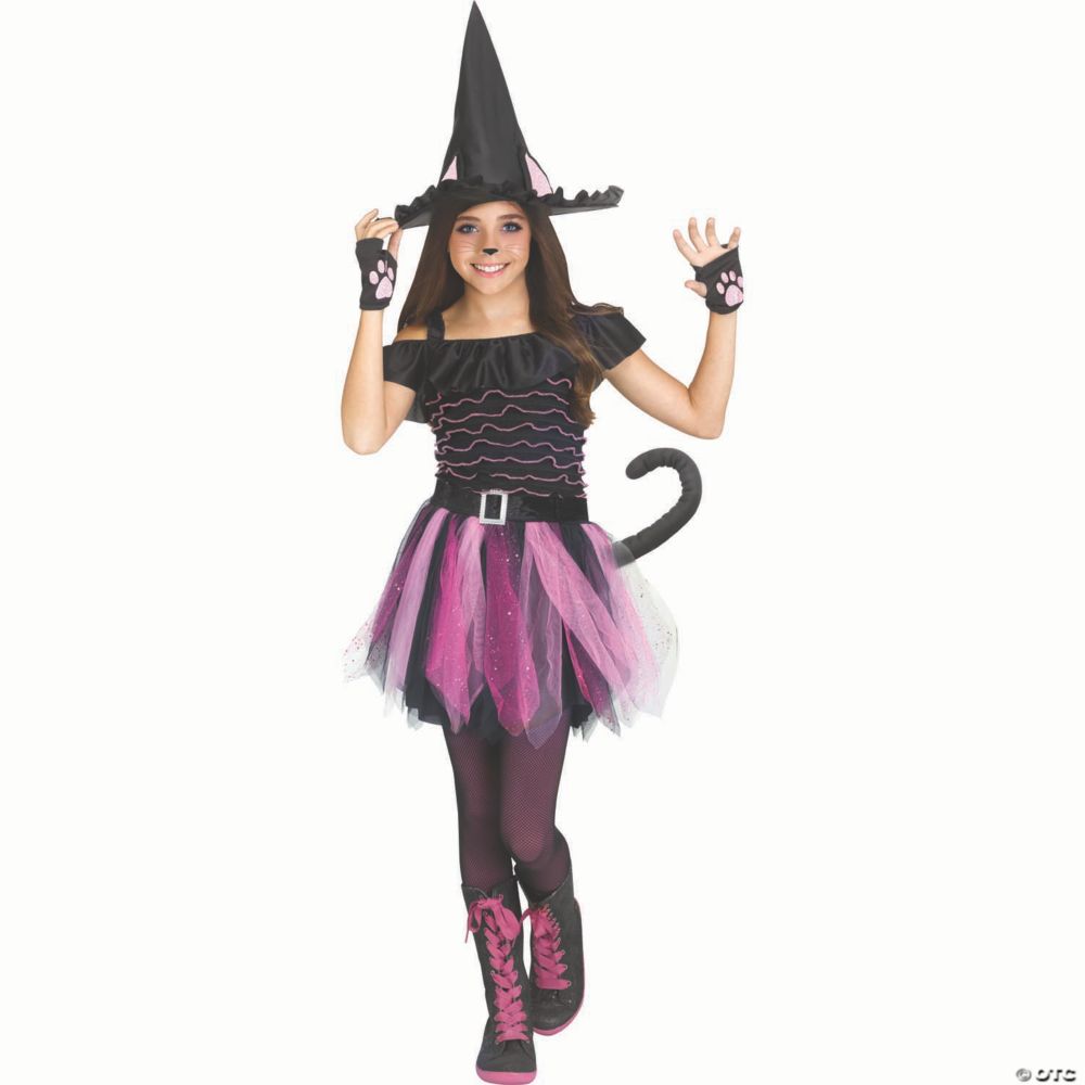 Girl's Black Polyester Witch Kitty Costume - Small 4-6