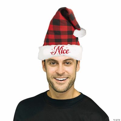 Adults Nice Black, Red White Polyester Santa Hat One Size