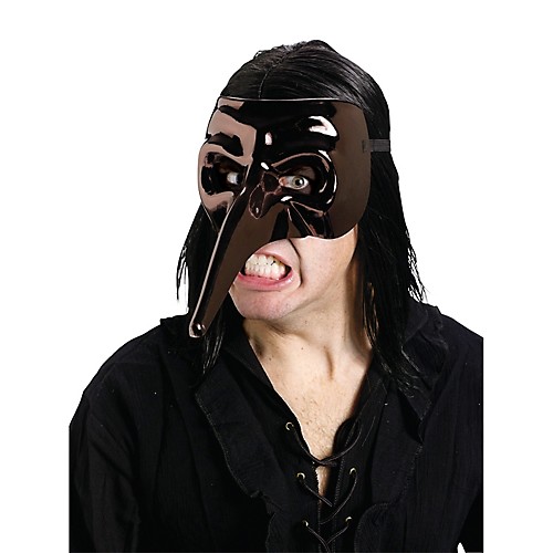 Featured Image for Men’s Black Chrome Raven Venetian Mask