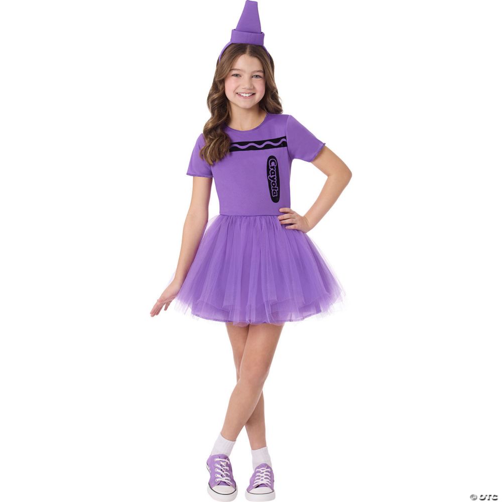 Kids Crayola® Purple Crayon Box Dress Costume - Large 10-12