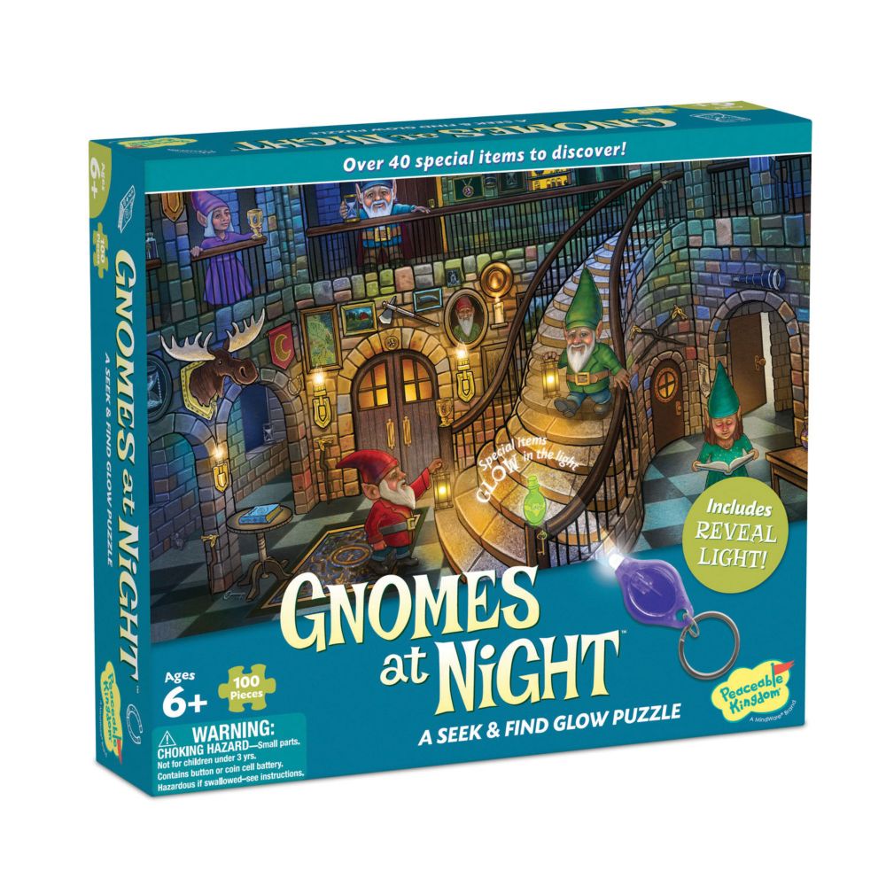 Gnomes at Night Seek and Find Glow Puzzle From MindWare