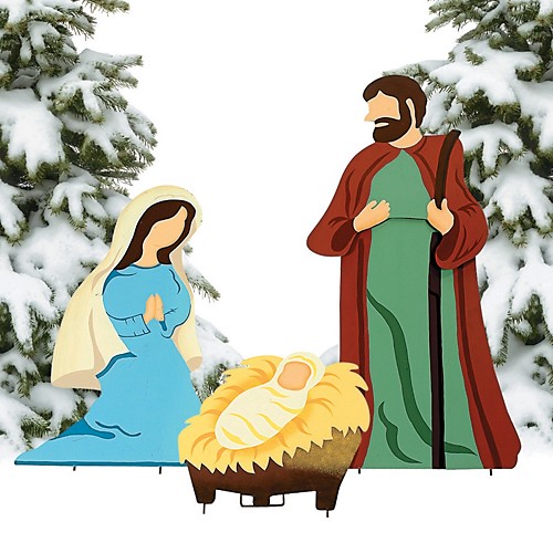 PERSONALISED Nativity scene religious Christmas Present Gift Sack Stocking 