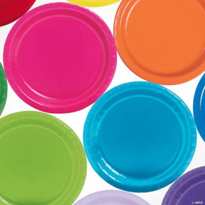 Tie Dye Party Supplies Tableware Set Includes 24 9 Paper Dinner Plates 24  7 Dessert Plate 24 9 Oz Cups 50 Luncheon Napkins for Colorful Bright