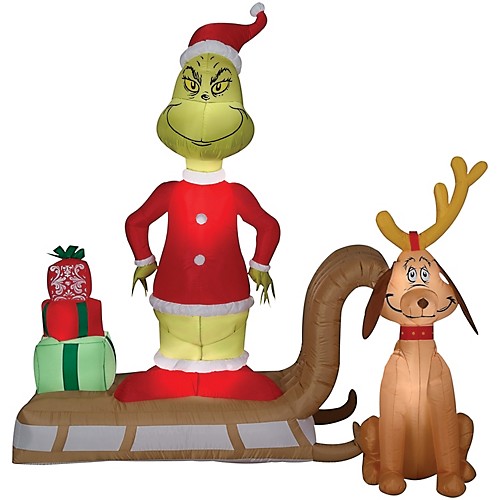 Featured Image for Airblown Grinch And Max On Sled