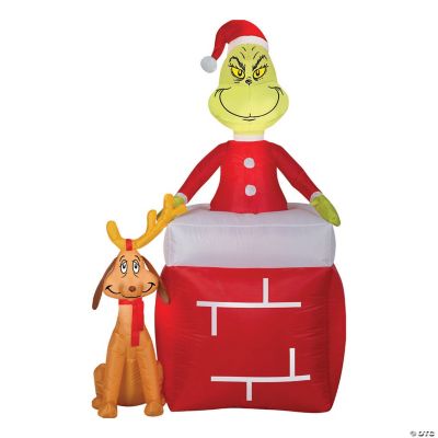 Featured Image for Airblown Grinch Out of Chimney with Max Medume Inflatable Scene – Dr. Seuss