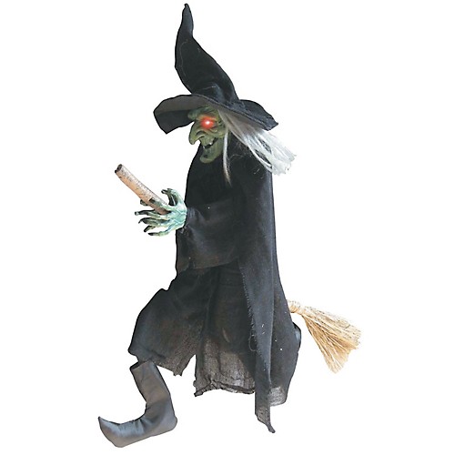 Featured Image for 42″ Flying Green-Faced Witch On A Broom