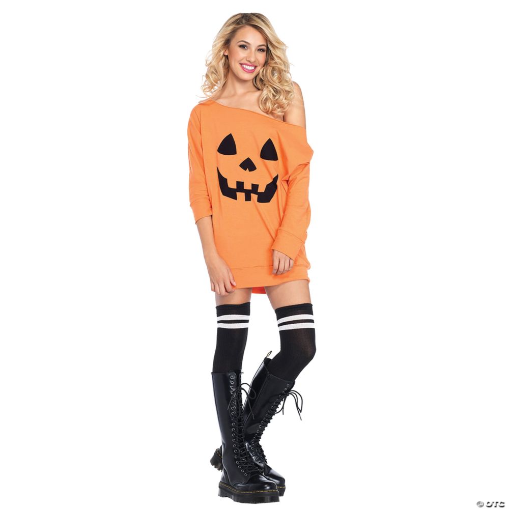 Women's Pumpkin Jersey Dress Costume