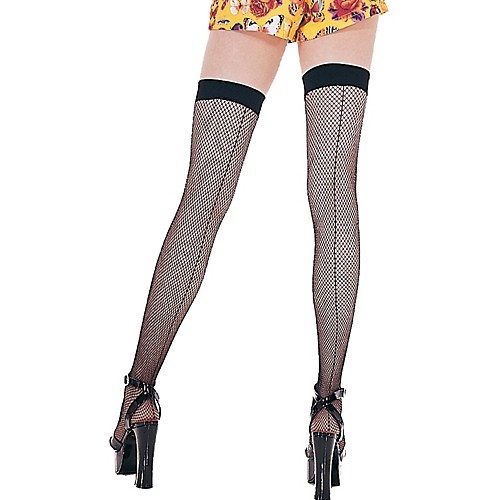 Featured Image for Black Fishnet Thigh-Highs with Backseam