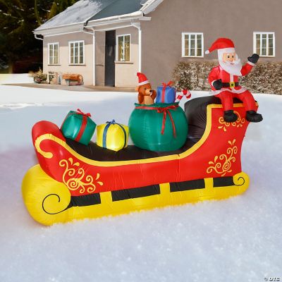 10 Ft. Blow-Up Inflatable Santa Sleigh Outdoor Yard Decoration ...