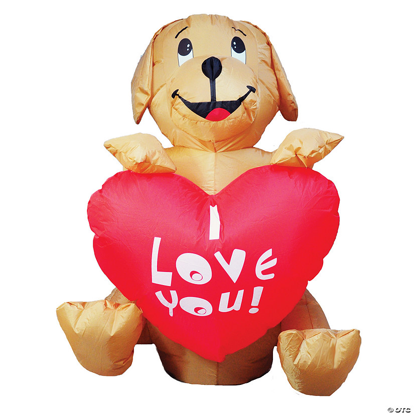 4' Inflatable Dog With Heart Outdoor Yard Decoration