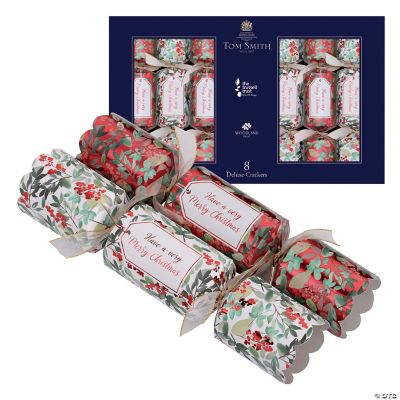 Red & White Traditional Deluxe Christmas Party Crackers 8 Pc.