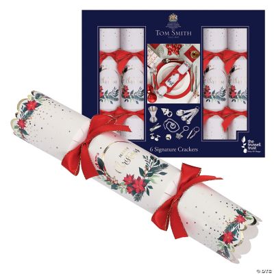 White Traditional Signature Christmas Party Crackers 6 Pc.